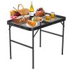 35.62x23.42x25.9in Foldable Camping Table Collapsible Picnic Aluminum Alloy Grill Stand 88LBS Max Load Height Adjustable BBQ Table