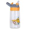16.2Oz Leak-proof Kids Water Bottle with Straw Push Button Sport Water Bottle for Kids Crab Ship Jellyfish Rocket