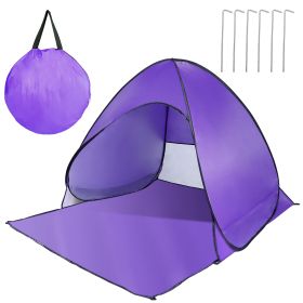 Pop Up Beach Tent Sun Shade Shelter Anti-UV Automatic Waterproof Tent Canopy for 2/3 Man w/ Net Window Storage Bag for Outdoor Beach Camping Fishing P (Option: PopUpBeachTent Purple)