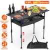Portable Folding Camping Table With Adjustable Height Hanging Net Rustproof Carbon Steel Foldable Roll-Up Camping Table for Picnic Camping Hiking Beac