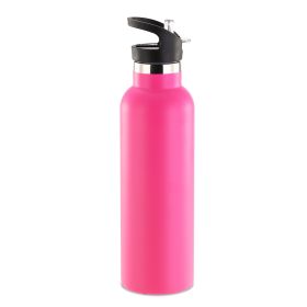 Sports Water Bottle Stainless Steel Vacuum-Insulated Drinking Cup w/ Straws Outdoor Cycling Hiking (Option: StillWaterBottle 750mlPNK)