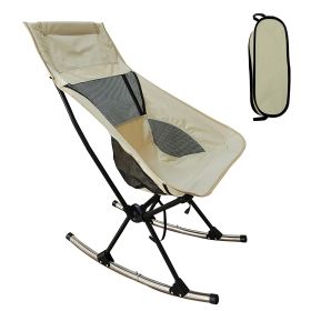 Portable Camping Rocking Chair 198LBS Weight Capacity Included Carry Bag High Back Rocker Chair For Patio Fishing Beach Lawn Travel (Option: CampingChair Beige)