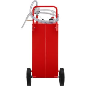 VEVOR Fuel Caddy, 35 Gallon, Gas Storage Tank on 4 Wheels, with Manuel Transfer Pump, Gasoline Diesel Fuel Container for Cars, Lawn Mowers, ATVs (Color: Red)