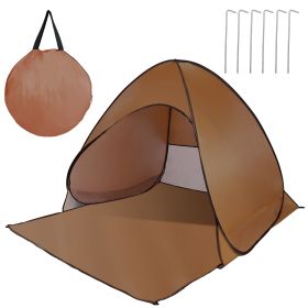 Pop Up Beach Tent Sun Shade Shelter Anti-UV Automatic Waterproof Tent Canopy for 2/3 Man w/ Net Window Storage Bag for Outdoor Beach Camping Fishing P (Option: PopUpBeachTent Coffee)