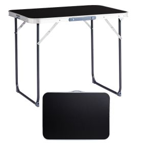 2.3ft Black Outdoor Folding Table Aluminum Alloy Rectangular 50kg Folding Tabletop (Option: Tabletop Black)